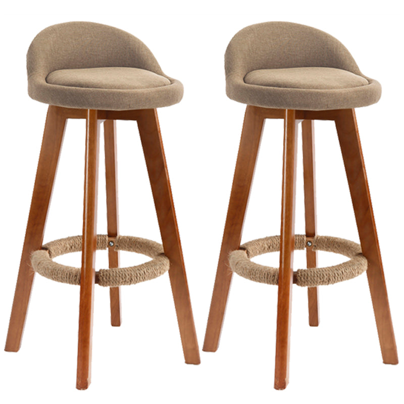 Scandinavian Upholstered Wood Counter Stools Low Back Bar Stools with 4 Legs Gray-Yellow 2 Piece Set Clearhalo 'Bar Furniture' 'Bar Stools' 'bar_stools' 'furn' 'furn_bar_stools' 'furniture_bar_stools' 'Kitchen & Dining Furniture' 'kitchen&dining_furn' 'kitchen' 'kitchen_furn' Furniture' 4598947