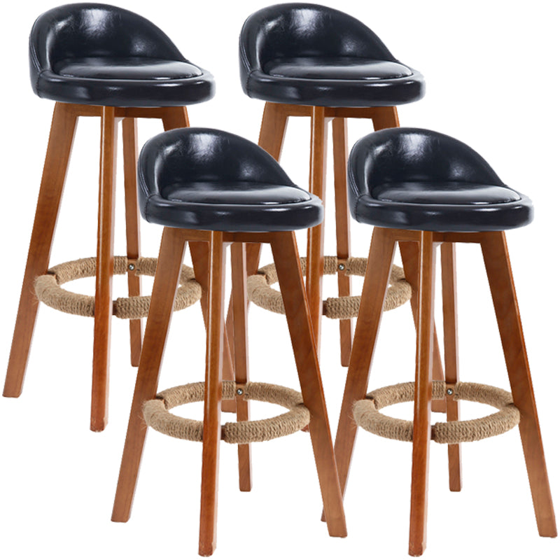 Scandinavian Upholstered Wood Counter Stools Low Back Bar Stools with 4 Legs Black 4 Piece Set Clearhalo 'Bar Furniture' 'Bar Stools' 'bar_stools' 'furn' 'furn_bar_stools' 'furniture_bar_stools' 'Kitchen & Dining Furniture' 'kitchen&dining_furn' 'kitchen' 'kitchen_furn' Furniture' 4598948