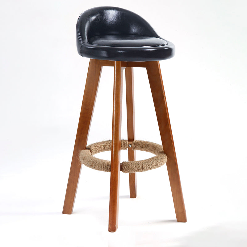 Scandinavian Upholstered Wood Counter Stools Low Back Bar Stools with 4 Legs Black 1 Piece Clearhalo 'Bar Furniture' 'Bar Stools' 'bar_stools' 'furn' 'furn_bar_stools' 'furniture_bar_stools' 'Kitchen & Dining Furniture' 'kitchen&dining_furn' 'kitchen' 'kitchen_furn' Furniture' 4598949