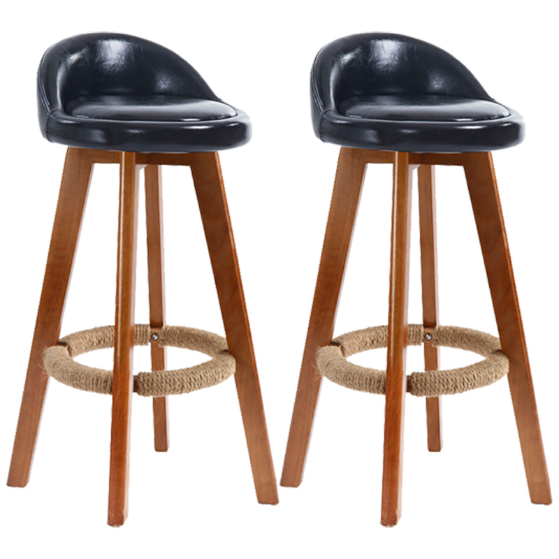 Scandinavian Upholstered Wood Counter Stools Low Back Bar Stools with 4 Legs Black 2 Piece Set Clearhalo 'Bar Furniture' 'Bar Stools' 'bar_stools' 'furn' 'furn_bar_stools' 'furniture_bar_stools' 'Kitchen & Dining Furniture' 'kitchen&dining_furn' 'kitchen' 'kitchen_furn' Furniture' 4598950