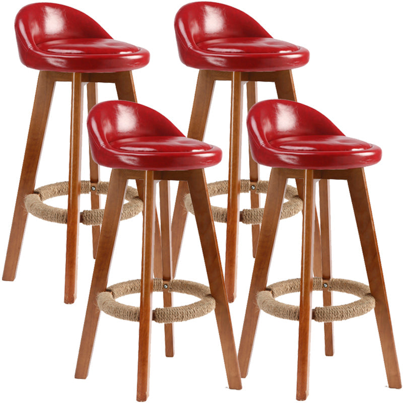 Scandinavian Upholstered Wood Counter Stools Low Back Bar Stools with 4 Legs Red 4 Piece Set Clearhalo 'Bar Furniture' 'Bar Stools' 'bar_stools' 'furn' 'furn_bar_stools' 'furniture_bar_stools' 'Kitchen & Dining Furniture' 'kitchen&dining_furn' 'kitchen' 'kitchen_furn' Furniture' 4598951