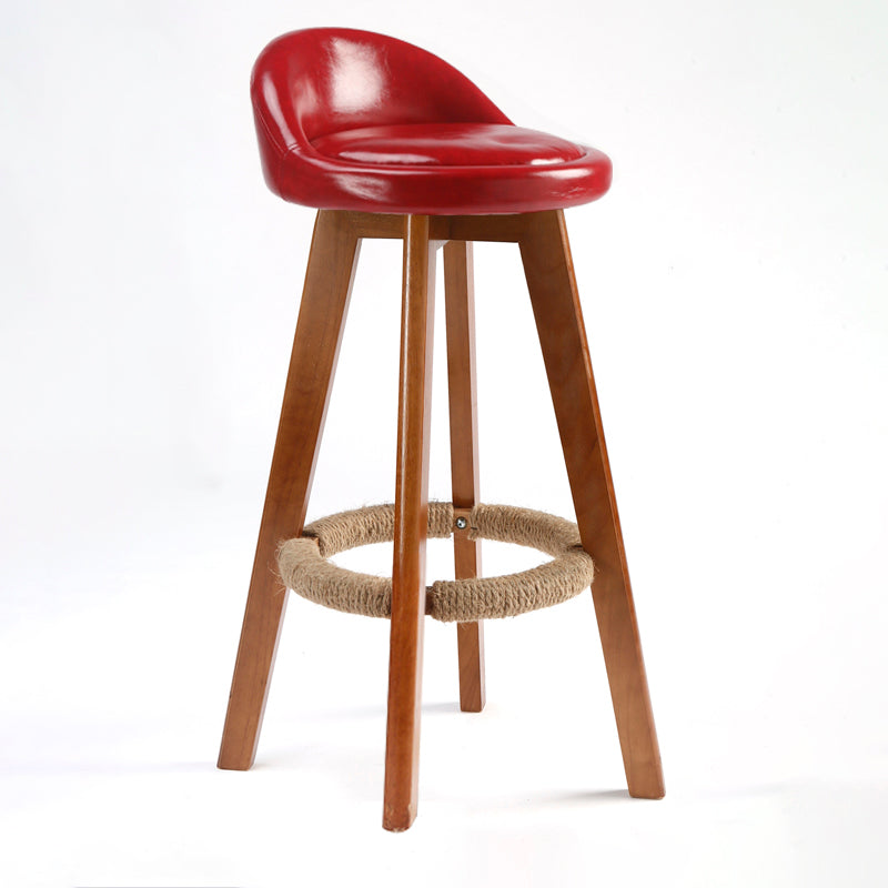 Scandinavian Upholstered Wood Counter Stools Low Back Bar Stools with 4 Legs Red 1 Piece Clearhalo 'Bar Furniture' 'Bar Stools' 'bar_stools' 'furn' 'furn_bar_stools' 'furniture_bar_stools' 'Kitchen & Dining Furniture' 'kitchen&dining_furn' 'kitchen' 'kitchen_furn' Furniture' 4598952