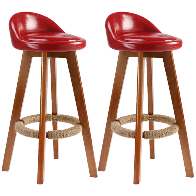 Scandinavian Upholstered Wood Counter Stools Low Back Bar Stools with 4 Legs Red 2 Piece Set Clearhalo 'Bar Furniture' 'Bar Stools' 'bar_stools' 'furn' 'furn_bar_stools' 'furniture_bar_stools' 'Kitchen & Dining Furniture' 'kitchen&dining_furn' 'kitchen' 'kitchen_furn' Furniture' 4598953