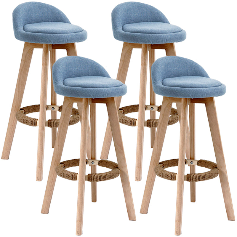 Scandinavian Upholstered Wood Counter Stools Low Back Bar Stools with 4 Legs Blue 4 Piece Set Clearhalo 'Bar Furniture' 'Bar Stools' 'bar_stools' 'furn' 'furn_bar_stools' 'furniture_bar_stools' 'Kitchen & Dining Furniture' 'kitchen&dining_furn' 'kitchen' 'kitchen_furn' Furniture' 4598954