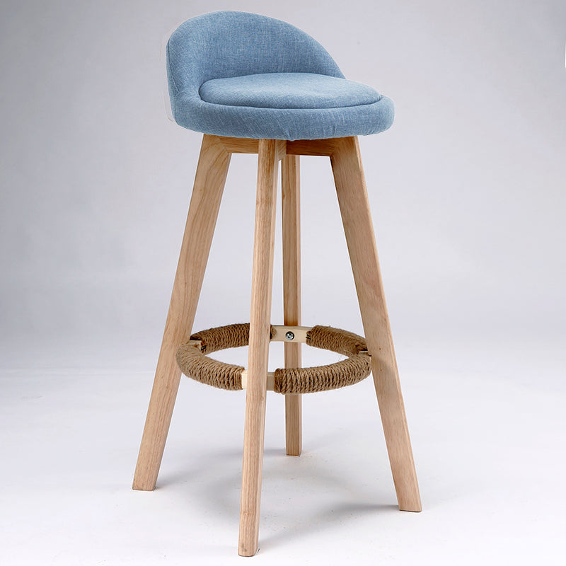 Scandinavian Upholstered Wood Counter Stools Low Back Bar Stools with 4 Legs Blue 1 Piece Clearhalo 'Bar Furniture' 'Bar Stools' 'bar_stools' 'furn' 'furn_bar_stools' 'furniture_bar_stools' 'Kitchen & Dining Furniture' 'kitchen&dining_furn' 'kitchen' 'kitchen_furn' Furniture' 4598955