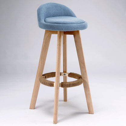 Scandinavian Upholstered Wood Counter Stools Low Back Bar Stools with 4 Legs Blue 1 Piece Clearhalo 'Bar Furniture' 'Bar Stools' 'bar_stools' 'furn' 'furn_bar_stools' 'furniture_bar_stools' 'Kitchen & Dining Furniture' 'kitchen&dining_furn' 'kitchen' 'kitchen_furn' Furniture' 4598955
