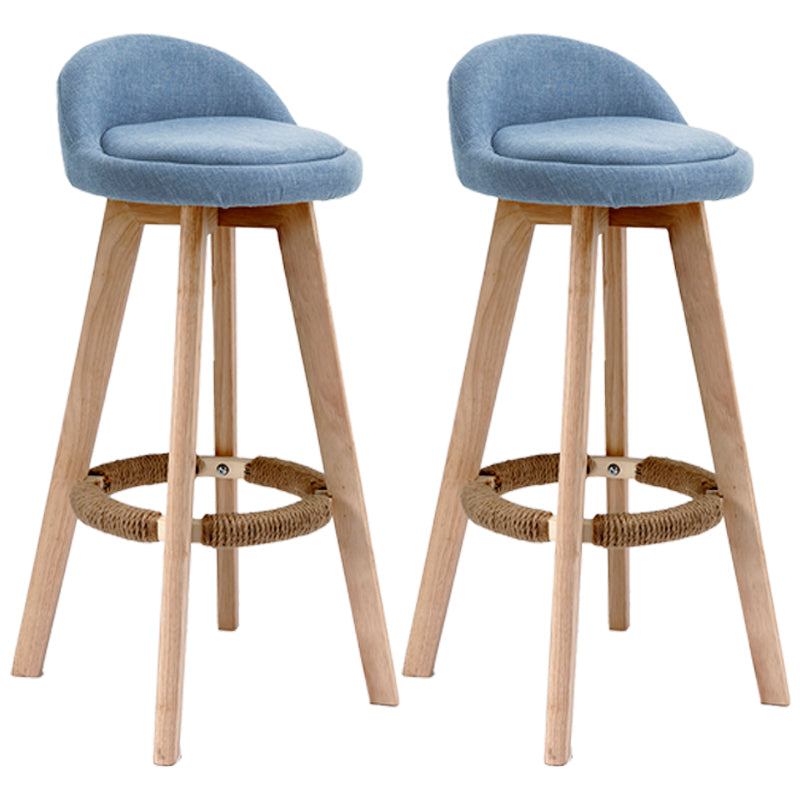 Scandinavian Upholstered Wood Counter Stools Low Back Bar Stools with 4 Legs Blue 2 Piece Set Clearhalo 'Bar Furniture' 'Bar Stools' 'bar_stools' 'furn' 'furn_bar_stools' 'furniture_bar_stools' 'Kitchen & Dining Furniture' 'kitchen&dining_furn' 'kitchen' 'kitchen_furn' Furniture' 4598956
