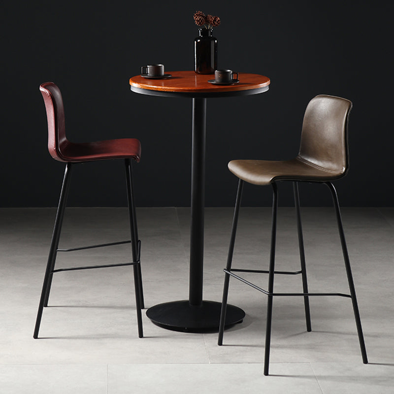 Distressed Leather Simple Barstool Nordic Indoor Tall Stool with Bucket Seat Clearhalo 'Bar Furniture' 'Bar Stools' 'bar_stools' 'furn' 'furn_bar_stools' 'furniture_bar_stools' 'Kitchen & Dining Furniture' 'kitchen&dining_furn' 'kitchen' 'kitchen_furn' Furniture' 4599012