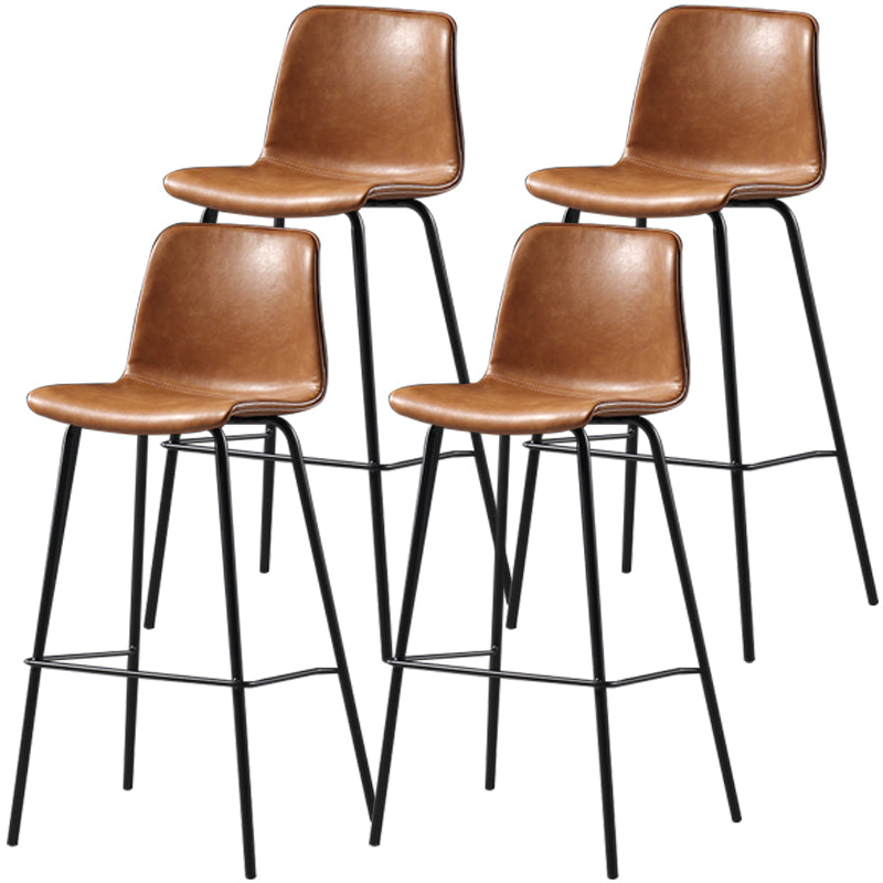 Distressed Leather Simple Barstool Nordic Indoor Tall Stool with Bucket Seat Tan 4 Piece Set Counter Stool(26"H) Clearhalo 'Bar Furniture' 'Bar Stools' 'bar_stools' 'furn' 'furn_bar_stools' 'furniture_bar_stools' 'Kitchen & Dining Furniture' 'kitchen&dining_furn' 'kitchen' 'kitchen_furn' Furniture' 4599013