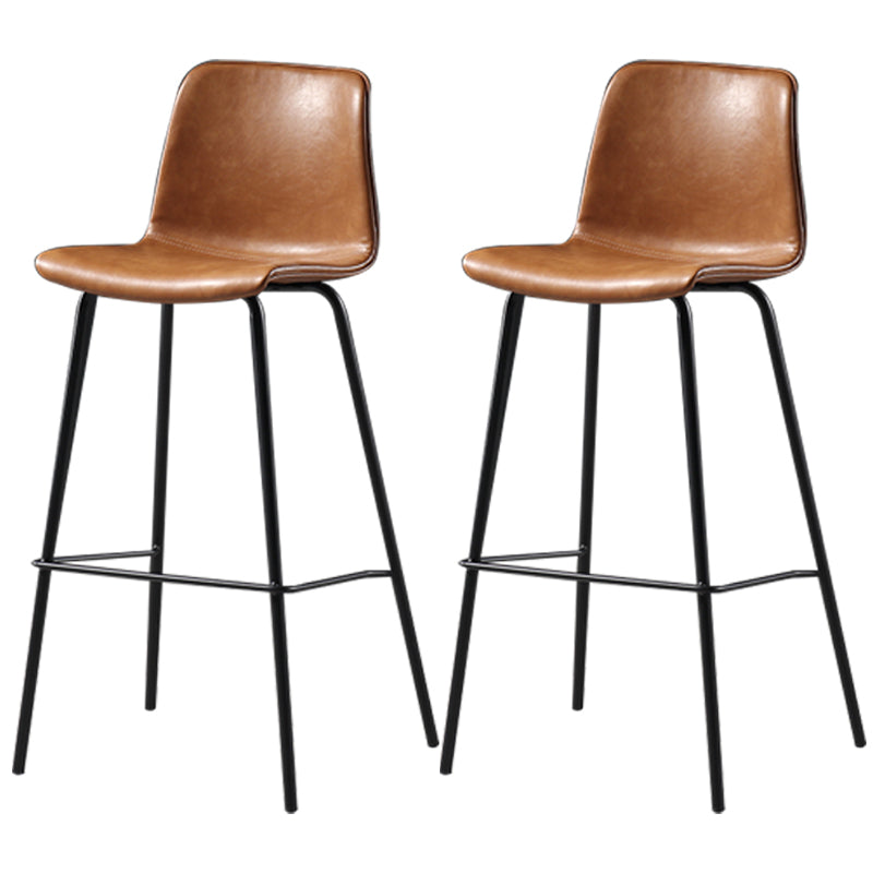 Distressed Leather Simple Barstool Nordic Indoor Tall Stool with Bucket Seat Tan 2 Piece Set Bar Stool(30"H) Clearhalo 'Bar Furniture' 'Bar Stools' 'bar_stools' 'furn' 'furn_bar_stools' 'furniture_bar_stools' 'Kitchen & Dining Furniture' 'kitchen&dining_furn' 'kitchen' 'kitchen_furn' Furniture' 4599022