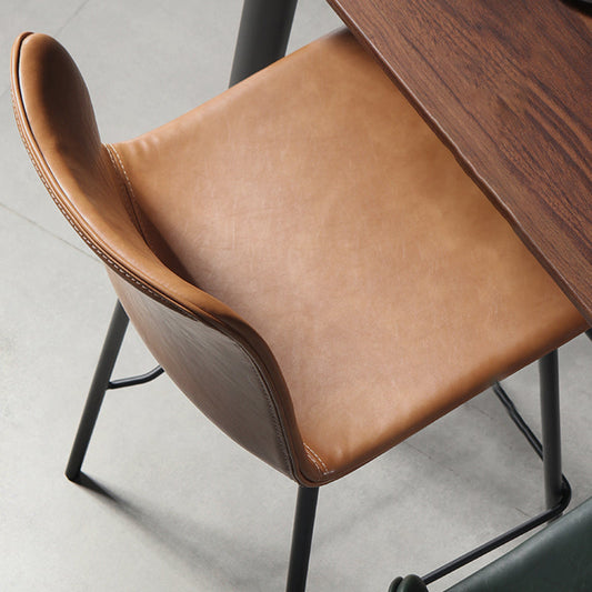 Distressed Leather Simple Barstool Nordic Indoor Tall Stool with Bucket Seat Clearhalo 'Bar Furniture' 'Bar Stools' 'bar_stools' 'furn' 'furn_bar_stools' 'furniture_bar_stools' 'Kitchen & Dining Furniture' 'kitchen&dining_furn' 'kitchen' 'kitchen_furn' Furniture' 4599023