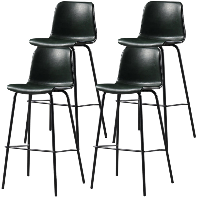 Distressed Leather Simple Barstool Nordic Indoor Tall Stool with Bucket Seat Blackish Green 4 Piece Set Counter Stool(26"H) Clearhalo 'Bar Furniture' 'Bar Stools' 'bar_stools' 'furn' 'furn_bar_stools' 'furniture_bar_stools' 'Kitchen & Dining Furniture' 'kitchen&dining_furn' 'kitchen' 'kitchen_furn' Furniture' 4599024