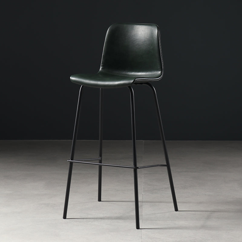 Distressed Leather Simple Barstool Nordic Indoor Tall Stool with Bucket Seat Blackish Green 1 Piece Counter Stool(26"H) Clearhalo 'Bar Furniture' 'Bar Stools' 'bar_stools' 'furn' 'furn_bar_stools' 'furniture_bar_stools' 'Kitchen & Dining Furniture' 'kitchen&dining_furn' 'kitchen' 'kitchen_furn' Furniture' 4599025