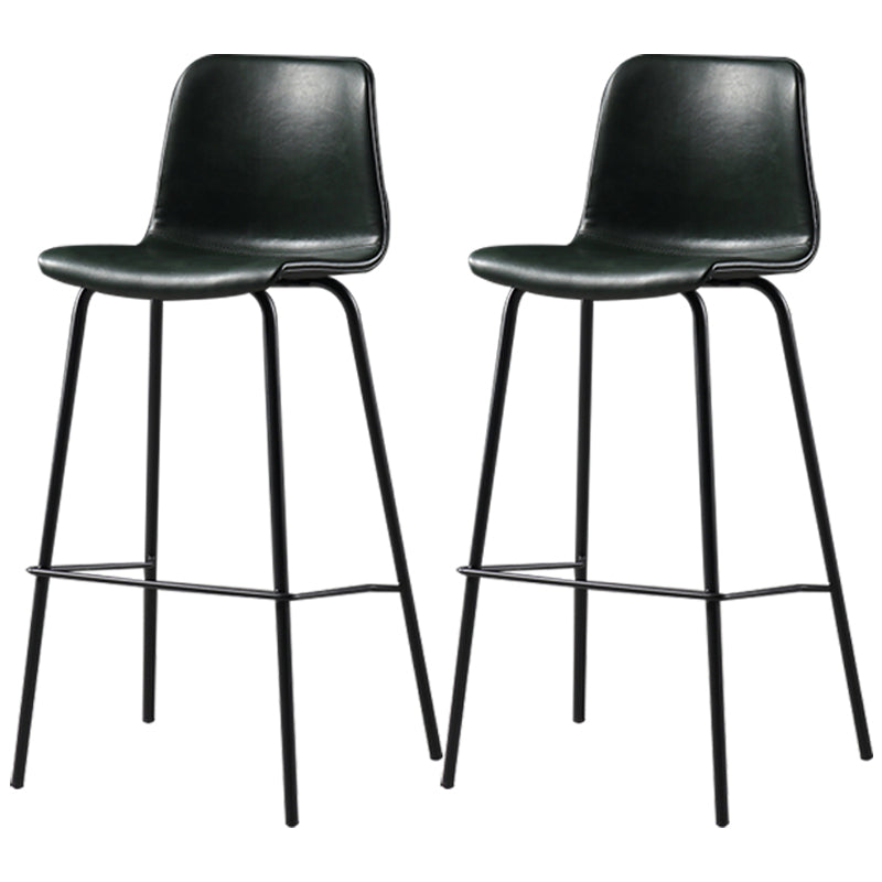 Distressed Leather Simple Barstool Nordic Indoor Tall Stool with Bucket Seat Blackish Green 2 Piece Set Counter Stool(26"H) Clearhalo 'Bar Furniture' 'Bar Stools' 'bar_stools' 'furn' 'furn_bar_stools' 'furniture_bar_stools' 'Kitchen & Dining Furniture' 'kitchen&dining_furn' 'kitchen' 'kitchen_furn' Furniture' 4599026