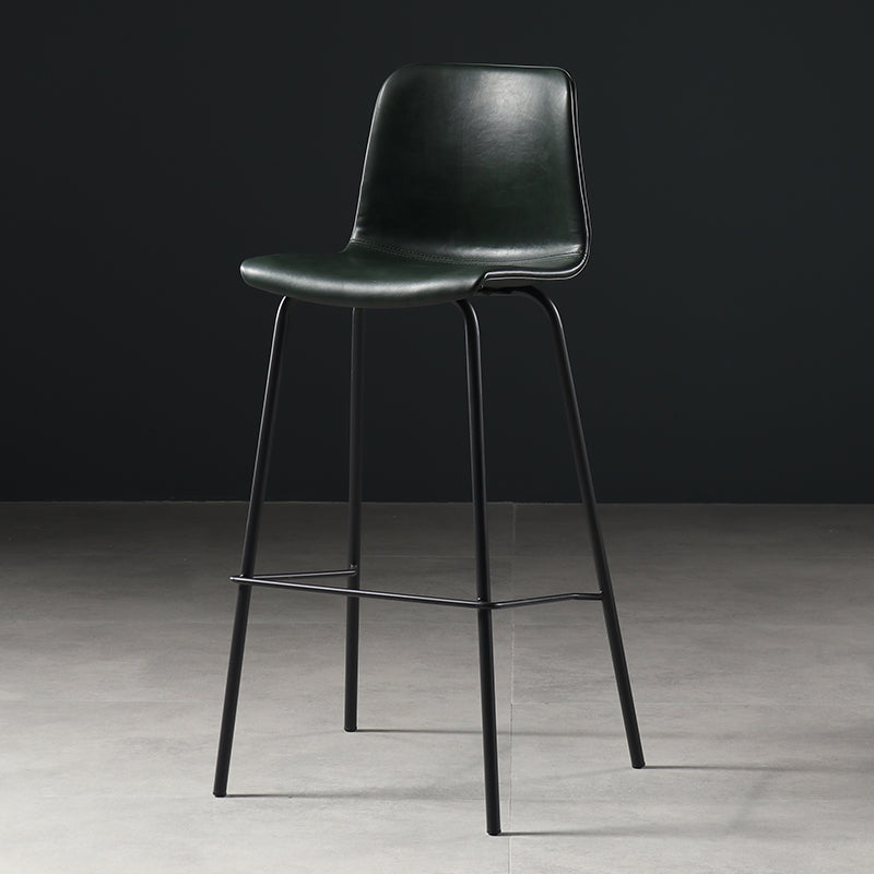 Distressed Leather Simple Barstool Nordic Indoor Tall Stool with Bucket Seat Blackish Green 1 Piece Bar Stool(30"H) Clearhalo 'Bar Furniture' 'Bar Stools' 'bar_stools' 'furn' 'furn_bar_stools' 'furniture_bar_stools' 'Kitchen & Dining Furniture' 'kitchen&dining_furn' 'kitchen' 'kitchen_furn' Furniture' 4599028