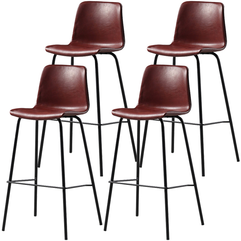 Distressed Leather Simple Barstool Nordic Indoor Tall Stool with Bucket Seat Burgundy 4 Piece Set Bar Stool(30"H) Clearhalo 'Bar Furniture' 'Bar Stools' 'bar_stools' 'furn' 'furn_bar_stools' 'furniture_bar_stools' 'Kitchen & Dining Furniture' 'kitchen&dining_furn' 'kitchen' 'kitchen_furn' Furniture' 4599033