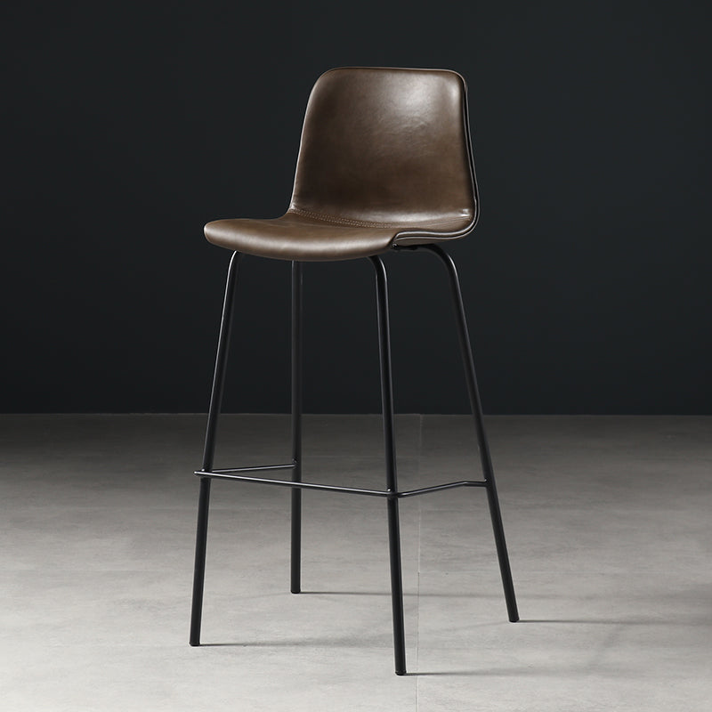 Distressed Leather Simple Barstool Nordic Indoor Tall Stool with Bucket Seat Tan 1 Piece Counter Stool(26"H) Clearhalo 'Bar Furniture' 'Bar Stools' 'bar_stools' 'furn' 'furn_bar_stools' 'furniture_bar_stools' 'Kitchen & Dining Furniture' 'kitchen&dining_furn' 'kitchen' 'kitchen_furn' Furniture' 4599037
