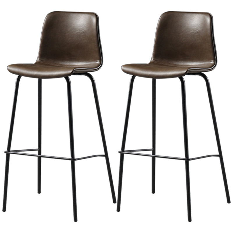 Distressed Leather Simple Barstool Nordic Indoor Tall Stool with Bucket Seat Tan 2 Piece Set Counter Stool(26"H) Clearhalo 'Bar Furniture' 'Bar Stools' 'bar_stools' 'furn' 'furn_bar_stools' 'furniture_bar_stools' 'Kitchen & Dining Furniture' 'kitchen&dining_furn' 'kitchen' 'kitchen_furn' Furniture' 4599038