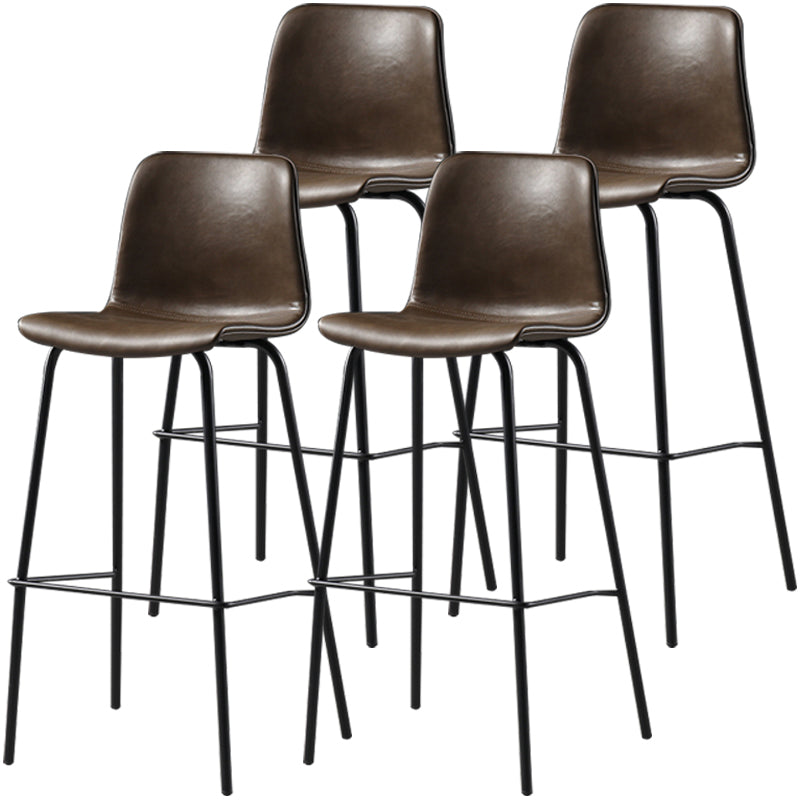 Distressed Leather Simple Barstool Nordic Indoor Tall Stool with Bucket Seat Tan 4 Piece Set Bar Stool(30"H) Clearhalo 'Bar Furniture' 'Bar Stools' 'bar_stools' 'furn' 'furn_bar_stools' 'furniture_bar_stools' 'Kitchen & Dining Furniture' 'kitchen&dining_furn' 'kitchen' 'kitchen_furn' Furniture' 4599039