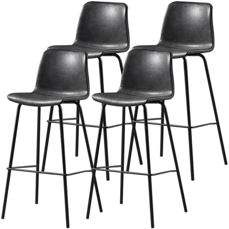 Distressed Leather Simple Barstool Nordic Indoor Tall Stool with Bucket Seat Grey 4 Piece Set Counter Stool(26"H) Clearhalo 'Bar Furniture' 'Bar Stools' 'bar_stools' 'furn' 'furn_bar_stools' 'furniture_bar_stools' 'Kitchen & Dining Furniture' 'kitchen&dining_furn' 'kitchen' 'kitchen_furn' Furniture' 4599042
