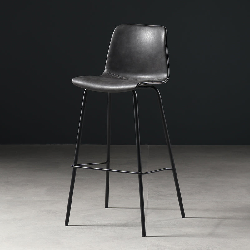 Distressed Leather Simple Barstool Nordic Indoor Tall Stool with Bucket Seat Grey 1 Piece Counter Stool(26"H) Clearhalo 'Bar Furniture' 'Bar Stools' 'bar_stools' 'furn' 'furn_bar_stools' 'furniture_bar_stools' 'Kitchen & Dining Furniture' 'kitchen&dining_furn' 'kitchen' 'kitchen_furn' Furniture' 4599043