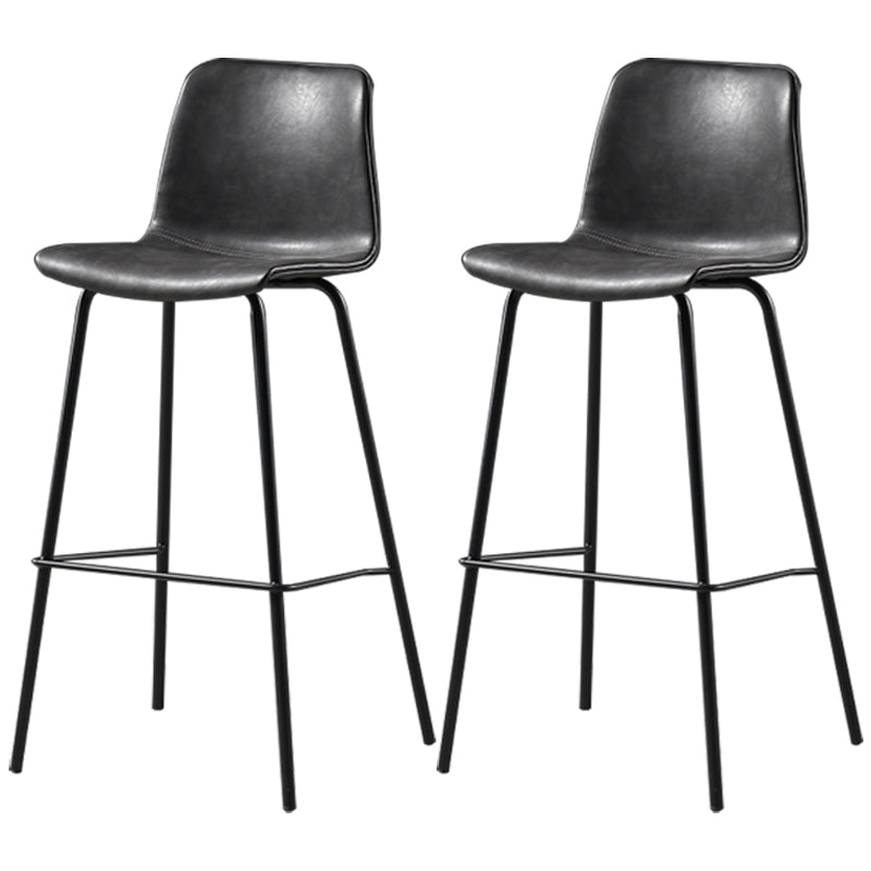 Distressed Leather Simple Barstool Nordic Indoor Tall Stool with Bucket Seat Grey 2 Piece Set Counter Stool(26"H) Clearhalo 'Bar Furniture' 'Bar Stools' 'bar_stools' 'furn' 'furn_bar_stools' 'furniture_bar_stools' 'Kitchen & Dining Furniture' 'kitchen&dining_furn' 'kitchen' 'kitchen_furn' Furniture' 4599044