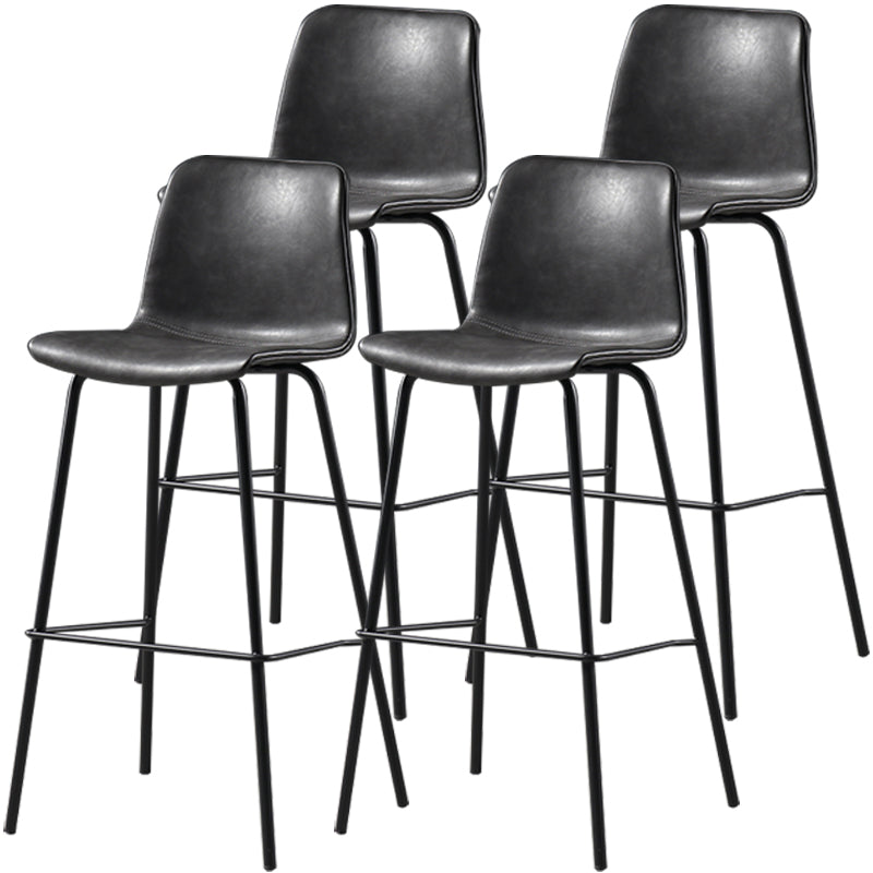 Distressed Leather Simple Barstool Nordic Indoor Tall Stool with Bucket Seat Grey 4 Piece Set Bar Stool(30"H) Clearhalo 'Bar Furniture' 'Bar Stools' 'bar_stools' 'furn' 'furn_bar_stools' 'furniture_bar_stools' 'Kitchen & Dining Furniture' 'kitchen&dining_furn' 'kitchen' 'kitchen_furn' Furniture' 4599045