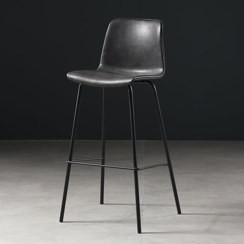 Distressed Leather Simple Barstool Nordic Indoor Tall Stool with Bucket Seat Grey 1 Piece Bar Stool(30"H) Clearhalo 'Bar Furniture' 'Bar Stools' 'bar_stools' 'furn' 'furn_bar_stools' 'furniture_bar_stools' 'Kitchen & Dining Furniture' 'kitchen&dining_furn' 'kitchen' 'kitchen_furn' Furniture' 4599046