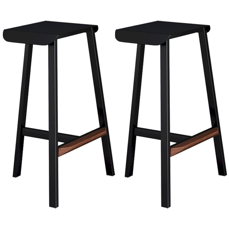Industrial Metal Backless Simple Barstool 26" H Indoor Tall Stool with Square Seat Black 2 Piece Set Clearhalo 'Bar Furniture' 'Bar Stools' 'bar_stools' 'furn' 'furn_bar_stools' 'furniture_bar_stools' 'Kitchen & Dining Furniture' 'kitchen&dining_furn' 'kitchen' 'kitchen_furn' Furniture' 4599060