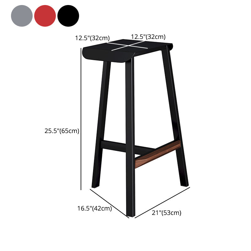 Industrial Metal Backless Simple Barstool 26" H Indoor Tall Stool with Square Seat Clearhalo 'Bar Furniture' 'Bar Stools' 'bar_stools' 'furn' 'furn_bar_stools' 'furniture_bar_stools' 'Kitchen & Dining Furniture' 'kitchen&dining_furn' 'kitchen' 'kitchen_furn' Furniture' 4599070