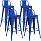 Industrial Iron Low Back Barstool Simple Indoor Tall Stool with Square Seat Blue 4 Piece Set Clearhalo 'Bar Furniture' 'Bar Stools' 'bar_stools' 'furn' 'furn_bar_stools' 'furniture_bar_stools' 'Kitchen & Dining Furniture' 'kitchen&dining_furn' 'kitchen' 'kitchen_furn' Furniture' 4599132