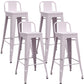 Industrial Iron Low Back Barstool Simple Indoor Tall Stool with Square Seat Pink 4 Piece Set Clearhalo 'Bar Furniture' 'Bar Stools' 'bar_stools' 'furn' 'furn_bar_stools' 'furniture_bar_stools' 'Kitchen & Dining Furniture' 'kitchen&dining_furn' 'kitchen' 'kitchen_furn' Furniture' 4599143