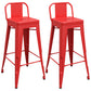 Industrial Iron Low Back Barstool Simple Indoor Tall Stool with Square Seat Red 2 Piece Set Clearhalo 'Bar Furniture' 'Bar Stools' 'bar_stools' 'furn' 'furn_bar_stools' 'furniture_bar_stools' 'Kitchen & Dining Furniture' 'kitchen&dining_furn' 'kitchen' 'kitchen_furn' Furniture' 4599151