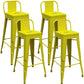 Industrial Iron Low Back Barstool Simple Indoor Tall Stool with Square Seat Yellow 4 Piece Set Clearhalo 'Bar Furniture' 'Bar Stools' 'bar_stools' 'furn' 'furn_bar_stools' 'furniture_bar_stools' 'Kitchen & Dining Furniture' 'kitchen&dining_furn' 'kitchen' 'kitchen_furn' Furniture' 4599152