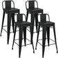 Industrial Iron Low Back Barstool Simple Indoor Tall Stool with Square Seat Black 4 Piece Set Clearhalo 'Bar Furniture' 'Bar Stools' 'bar_stools' 'furn' 'furn_bar_stools' 'furniture_bar_stools' 'Kitchen & Dining Furniture' 'kitchen&dining_furn' 'kitchen' 'kitchen_furn' Furniture' 4599155