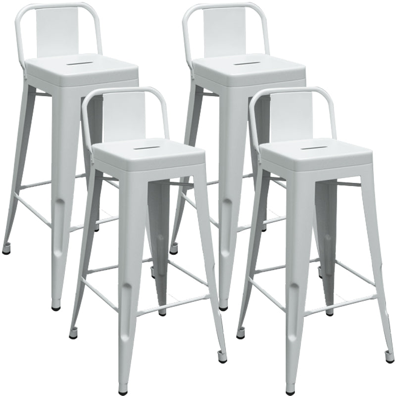 Industrial Iron Low Back Barstool Simple Indoor Tall Stool with Square Seat White 4 Piece Set Clearhalo 'Bar Furniture' 'Bar Stools' 'bar_stools' 'furn' 'furn_bar_stools' 'furniture_bar_stools' 'Kitchen & Dining Furniture' 'kitchen&dining_furn' 'kitchen' 'kitchen_furn' Furniture' 4599158