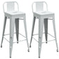 Industrial Iron Low Back Barstool Simple Indoor Tall Stool with Square Seat White 2 Piece Set Clearhalo 'Bar Furniture' 'Bar Stools' 'bar_stools' 'furn' 'furn_bar_stools' 'furniture_bar_stools' 'Kitchen & Dining Furniture' 'kitchen&dining_furn' 'kitchen' 'kitchen_furn' Furniture' 4599160