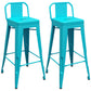 Industrial Iron Low Back Barstool Simple Indoor Tall Stool with Square Seat Light Blue 2 Piece Set Clearhalo 'Bar Furniture' 'Bar Stools' 'bar_stools' 'furn' 'furn_bar_stools' 'furniture_bar_stools' 'Kitchen & Dining Furniture' 'kitchen&dining_furn' 'kitchen' 'kitchen_furn' Furniture' 4599163