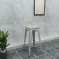 Industrial Iron Low Back Barstool Simple Indoor Tall Stool with Square Seat Silver 1 Piece Clearhalo 'Bar Furniture' 'Bar Stools' 'bar_stools' 'furn' 'furn_bar_stools' 'furniture_bar_stools' 'Kitchen & Dining Furniture' 'kitchen&dining_furn' 'kitchen' 'kitchen_furn' Furniture' 4599165
