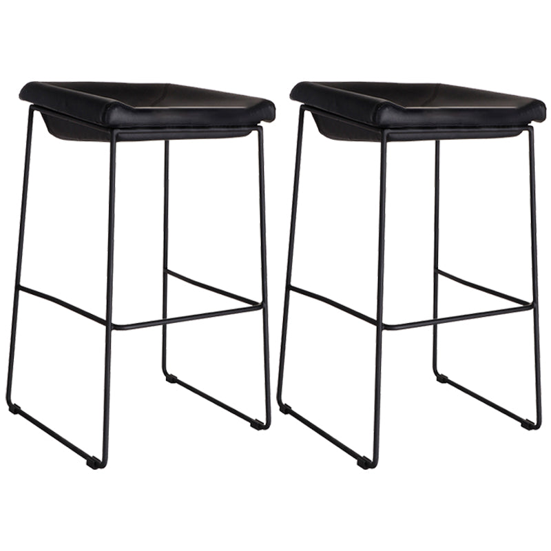 Industrial Style Barstool Indoor Metal Black 4 Legs Bar Stool for Restaurant Black 2 Piece Set Clearhalo 'Bar Furniture' 'Bar Stools' 'bar_stools' 'furn' 'furn_bar_stools' 'furniture_bar_stools' 'Kitchen & Dining Furniture' 'kitchen&dining_furn' 'kitchen' 'kitchen_furn' Furniture' 4599267
