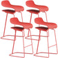 Nordic Simple Low Back Barstool Indoor Iron Tall Stool with Plastic Seat Red 4 Piece Set Counter Stool(26"H) Clearhalo 'Bar Furniture' 'Bar Stools' 'bar_stools' 'furn' 'furn_bar_stools' 'furniture_bar_stools' 'Kitchen & Dining Furniture' 'kitchen&dining_furn' 'kitchen' 'kitchen_furn' Furniture' 4599282