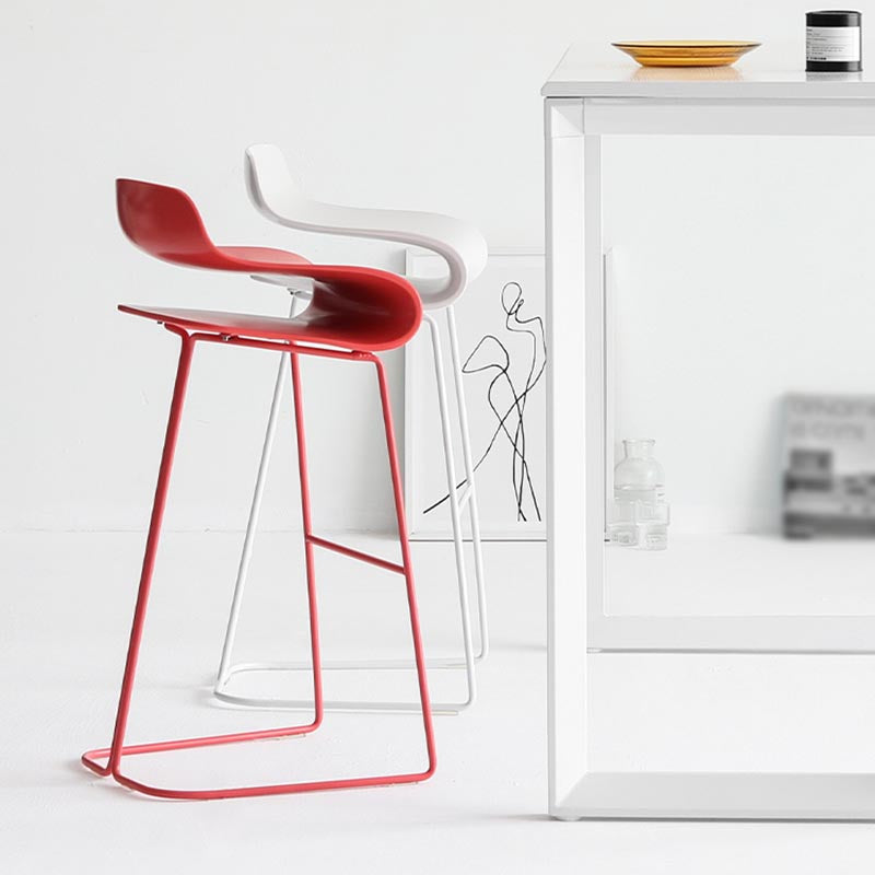 Nordic Simple Low Back Barstool Indoor Iron Tall Stool with Plastic Seat Clearhalo 'Bar Furniture' 'Bar Stools' 'bar_stools' 'furn' 'furn_bar_stools' 'furniture_bar_stools' 'Kitchen & Dining Furniture' 'kitchen&dining_furn' 'kitchen' 'kitchen_furn' Furniture' 4599283
