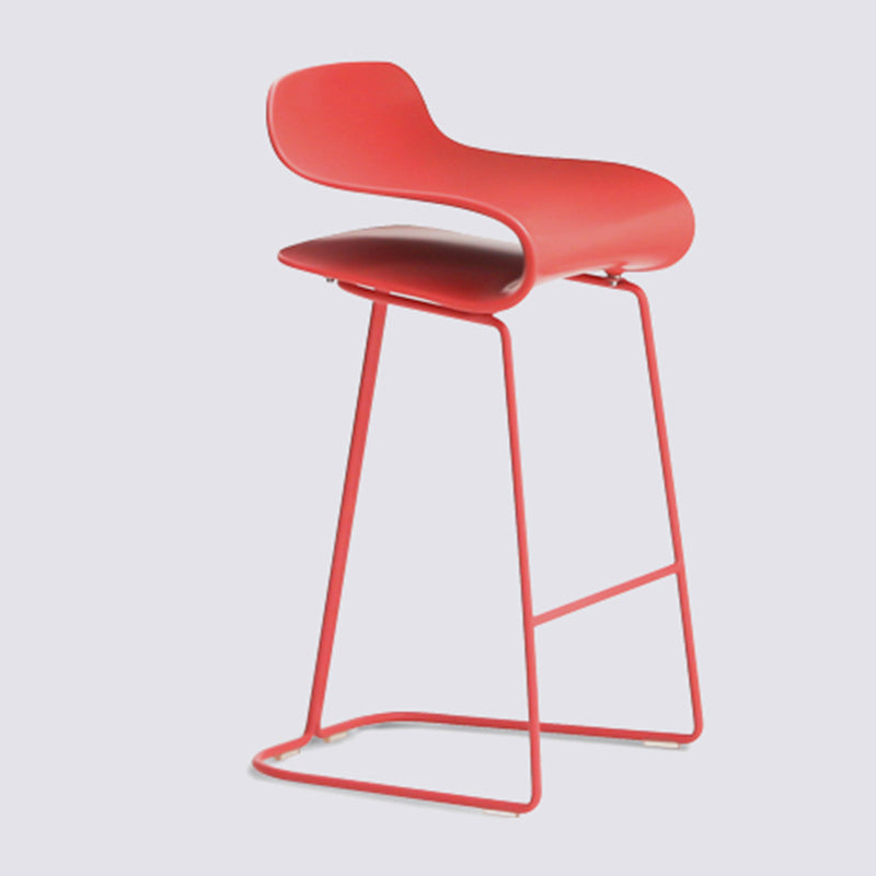 Nordic Simple Low Back Barstool Indoor Iron Tall Stool with Plastic Seat Red 1 Piece Counter Stool(26"H) Clearhalo 'Bar Furniture' 'Bar Stools' 'bar_stools' 'furn' 'furn_bar_stools' 'furniture_bar_stools' 'Kitchen & Dining Furniture' 'kitchen&dining_furn' 'kitchen' 'kitchen_furn' Furniture' 4599284