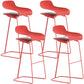 Nordic Simple Low Back Barstool Indoor Iron Tall Stool with Plastic Seat Red 4 Piece Set Bar Stool(30"H) Clearhalo 'Bar Furniture' 'Bar Stools' 'bar_stools' 'furn' 'furn_bar_stools' 'furniture_bar_stools' 'Kitchen & Dining Furniture' 'kitchen&dining_furn' 'kitchen' 'kitchen_furn' Furniture' 4599288