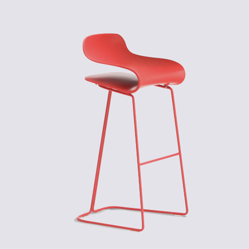 Nordic Simple Low Back Barstool Indoor Iron Tall Stool with Plastic Seat Red 1 Piece Bar Stool(30"H) Clearhalo 'Bar Furniture' 'Bar Stools' 'bar_stools' 'furn' 'furn_bar_stools' 'furniture_bar_stools' 'Kitchen & Dining Furniture' 'kitchen&dining_furn' 'kitchen' 'kitchen_furn' Furniture' 4599290