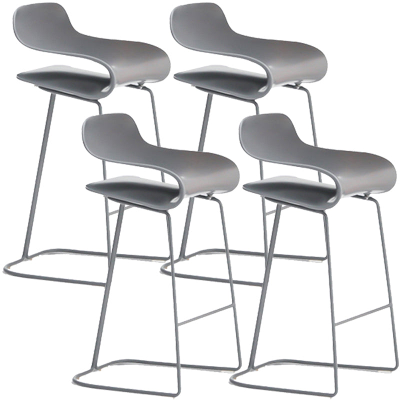Nordic Simple Low Back Barstool Indoor Iron Tall Stool with Plastic Seat Grey 4 Piece Set Counter Stool(26"H) Clearhalo 'Bar Furniture' 'Bar Stools' 'bar_stools' 'furn' 'furn_bar_stools' 'furniture_bar_stools' 'Kitchen & Dining Furniture' 'kitchen&dining_furn' 'kitchen' 'kitchen_furn' Furniture' 4599293