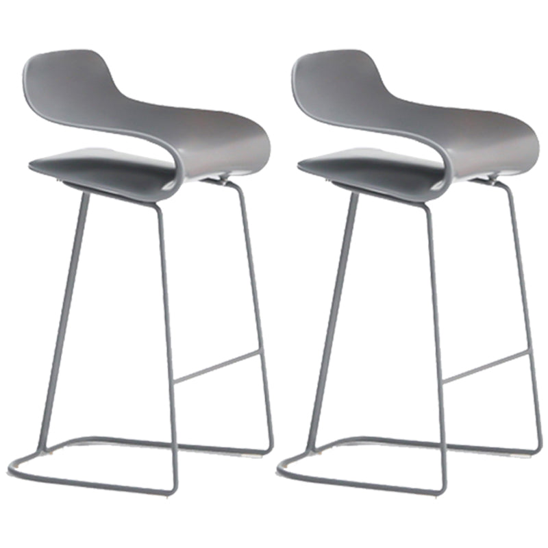 Nordic Simple Low Back Barstool Indoor Iron Tall Stool with Plastic Seat Grey 2 Piece Set Counter Stool(26"H) Clearhalo 'Bar Furniture' 'Bar Stools' 'bar_stools' 'furn' 'furn_bar_stools' 'furniture_bar_stools' 'Kitchen & Dining Furniture' 'kitchen&dining_furn' 'kitchen' 'kitchen_furn' Furniture' 4599297