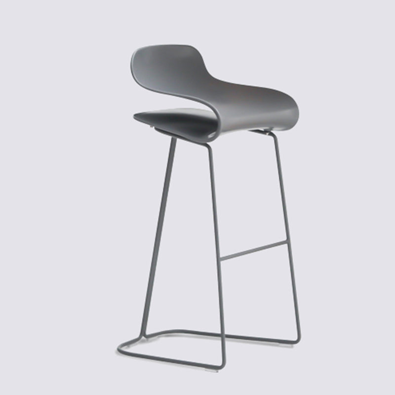 Nordic Simple Low Back Barstool Indoor Iron Tall Stool with Plastic Seat Grey 1 Piece Bar Stool(30"H) Clearhalo 'Bar Furniture' 'Bar Stools' 'bar_stools' 'furn' 'furn_bar_stools' 'furniture_bar_stools' 'Kitchen & Dining Furniture' 'kitchen&dining_furn' 'kitchen' 'kitchen_furn' Furniture' 4599302