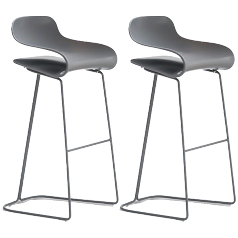 Nordic Simple Low Back Barstool Indoor Iron Tall Stool with Plastic Seat Grey 2 Piece Set Bar Stool(30"H) Clearhalo 'Bar Furniture' 'Bar Stools' 'bar_stools' 'furn' 'furn_bar_stools' 'furniture_bar_stools' 'Kitchen & Dining Furniture' 'kitchen&dining_furn' 'kitchen' 'kitchen_furn' Furniture' 4599303