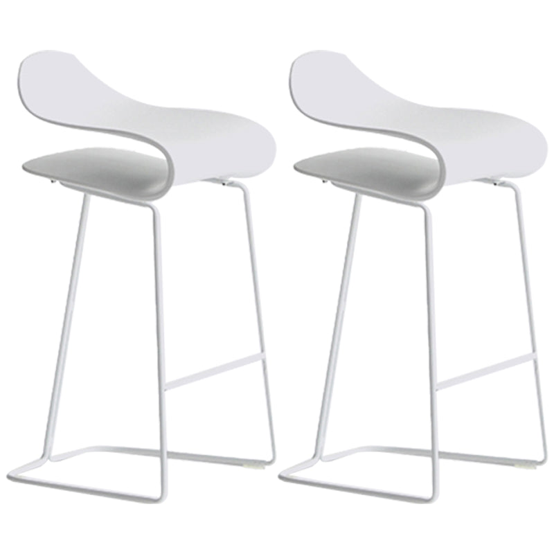 Nordic Simple Low Back Barstool Indoor Iron Tall Stool with Plastic Seat White 2 Piece Set Counter Stool(26"H) Clearhalo 'Bar Furniture' 'Bar Stools' 'bar_stools' 'furn' 'furn_bar_stools' 'furniture_bar_stools' 'Kitchen & Dining Furniture' 'kitchen&dining_furn' 'kitchen' 'kitchen_furn' Furniture' 4599306